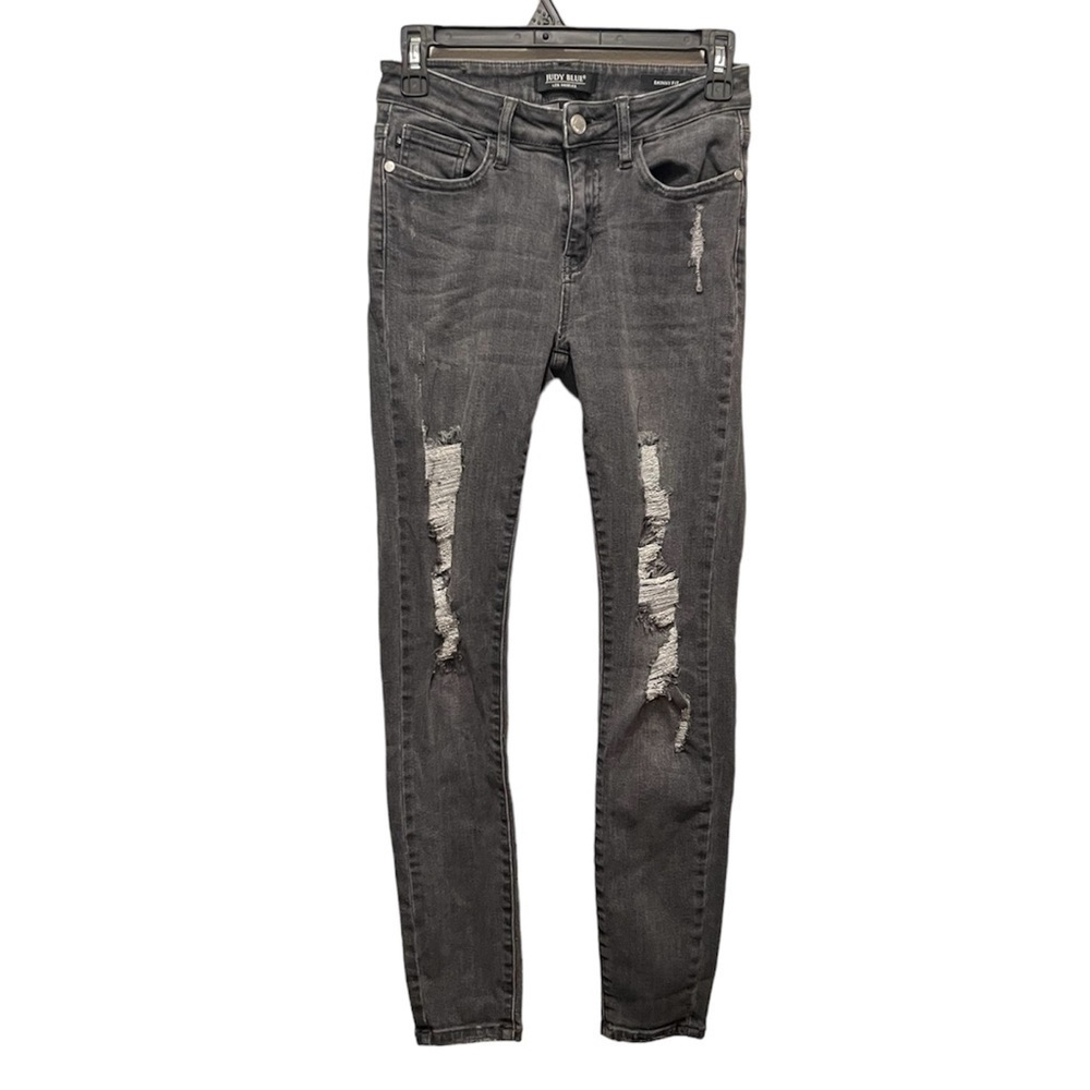 Judy Blue Daisy Distressed Gray Skinny Fit Jeans Women’s Size 5/27